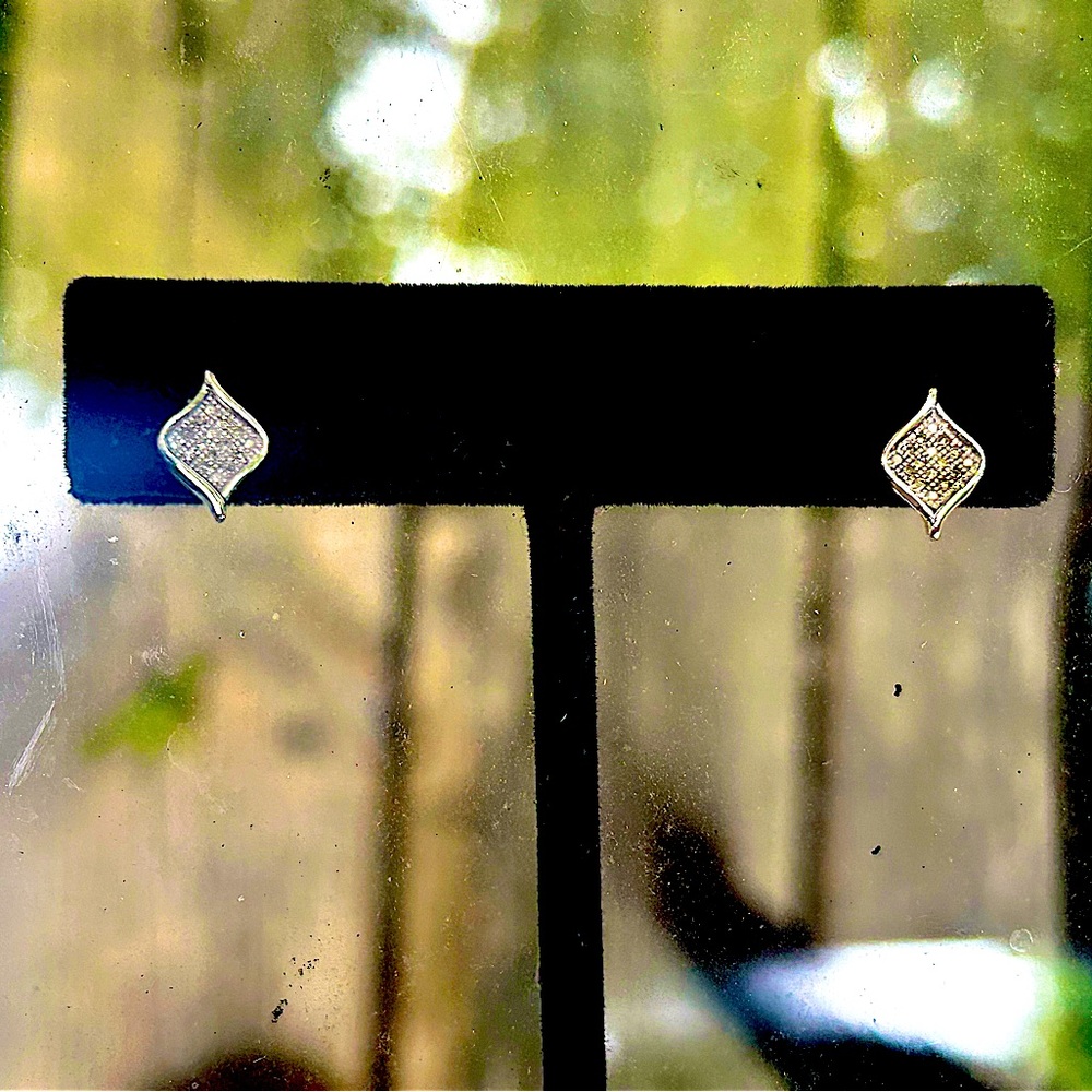 10K gold earrings with diamonds.